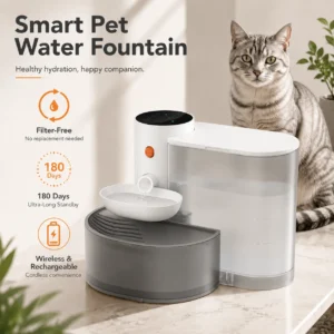 3L wireless cat water fountain with clean and dirty water separation
